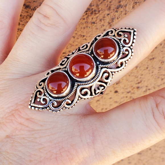 New Stunning Carnelian 925 Silver Statement Ring. - Picture 14 of 15